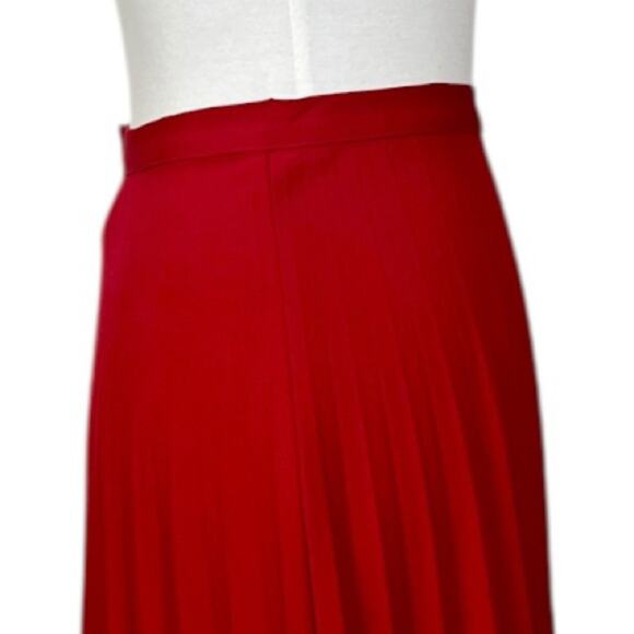 Mix It Midi Skirt Knife Pleated A-line Stretch Red Women’s Size 14 Tall - Picture 7 of 9